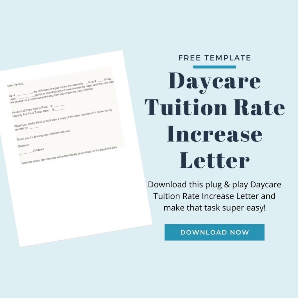 daycare tuition rate increase