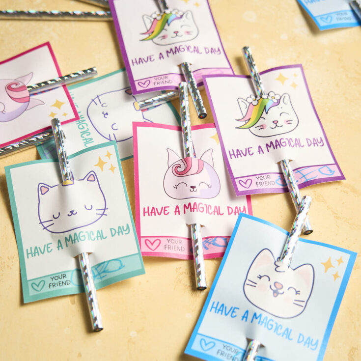 Image for Caticorn Pencil Valentine - Free Printable