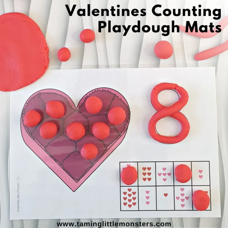 Image for Valentines Counting Playdough Mats – Free Printable for Kids