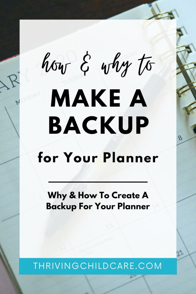 Need a Planner Backup